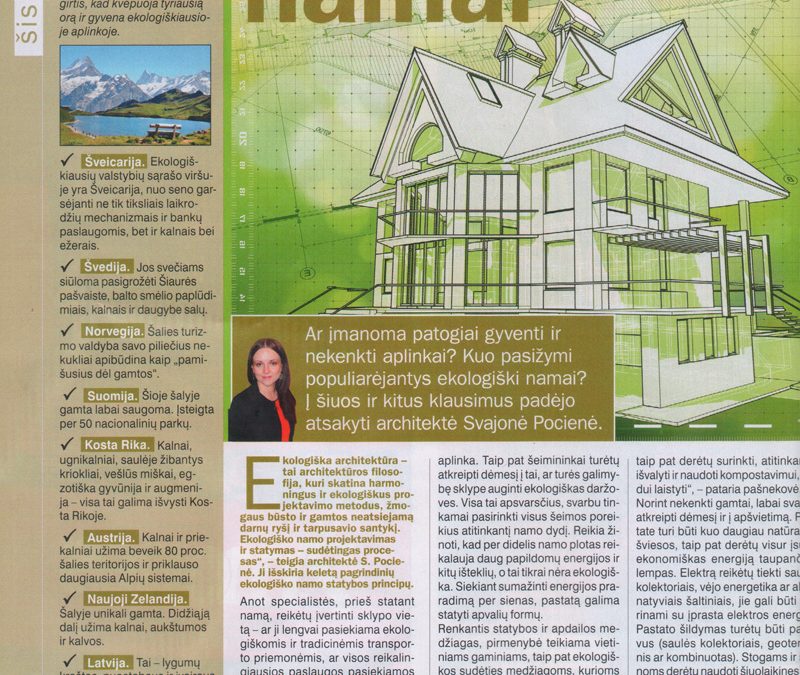 Straipsnis žurnale „Ji” apie ekoarchitektūrą „Ekologiški namai”